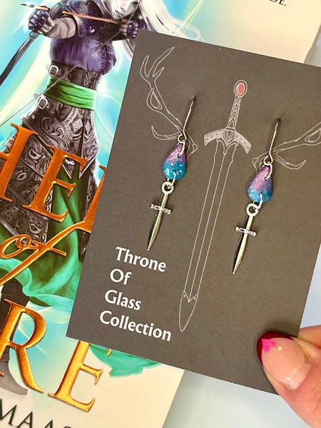 Officially Licensed Aelin Galathynius Fireheart Sword Stainless Steel Earrings