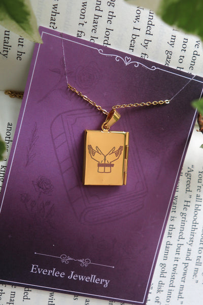 Romance Book Genre Locket Necklace - Stainless Steel