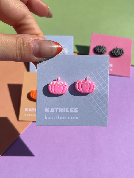 Halloween Pumpkin Polymer Clay Stud Earrings