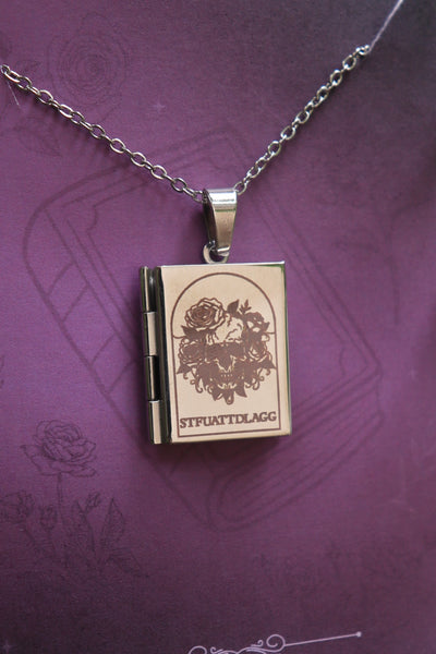 Romance Book Genre Locket Necklace - Stainless Steel