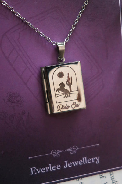 Romance Book Genre Locket Necklace - Stainless Steel