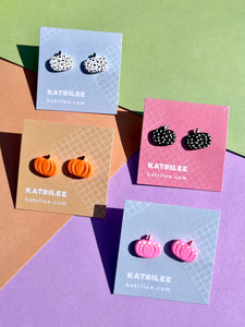 Halloween Pumpkin Polymer Clay Stud Earrings