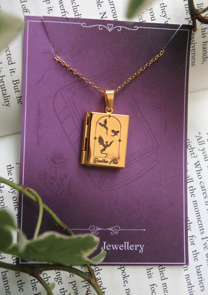Romance Book Genre Locket Necklace - Stainless Steel