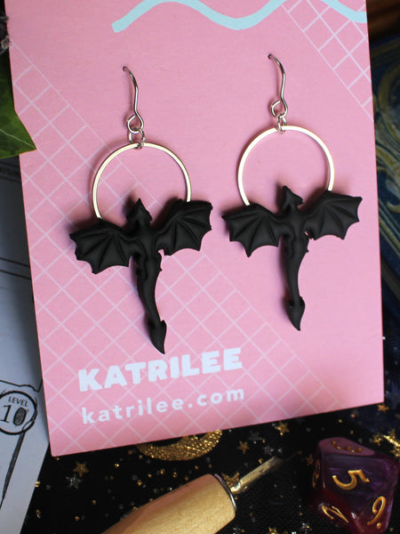 Black Dragon Earrings