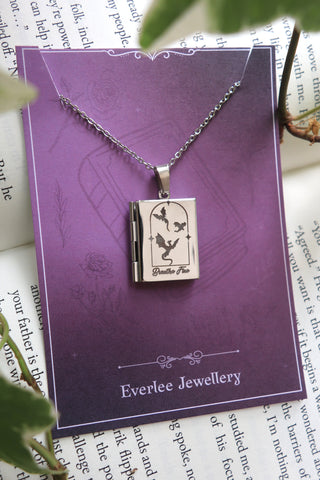 Romance Book Genre Locket Necklace - Stainless Steel