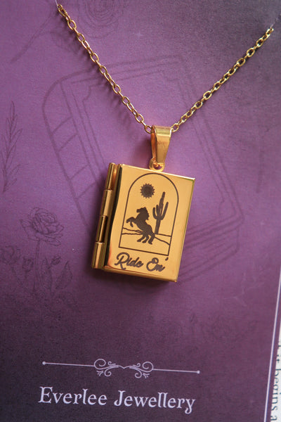 Romance Book Genre Locket Necklace - Stainless Steel