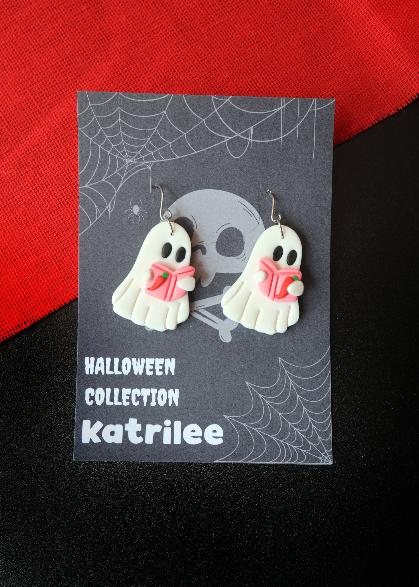 Ghost Holding a Spicy Book Earrings