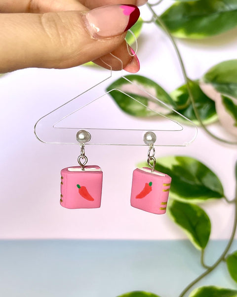 Spicy Book Pink Dangle Earrings