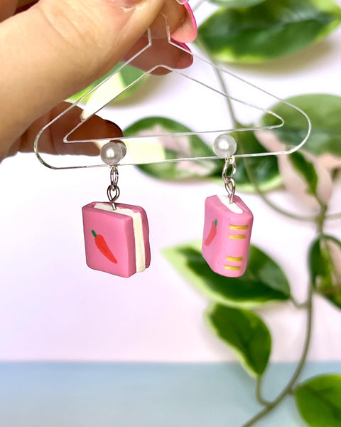 Spicy Book Pink Dangle Earrings