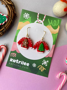 Christmas Cosy Jumper Polymer Clay Dangle Earrings