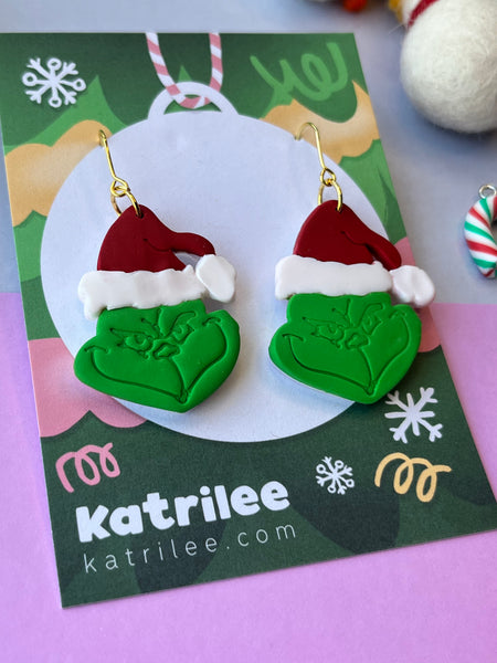 Christmas The Grinch Dangle Earrings
