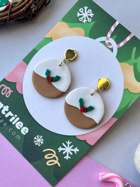 Christmas Pudding Dangle Earrings