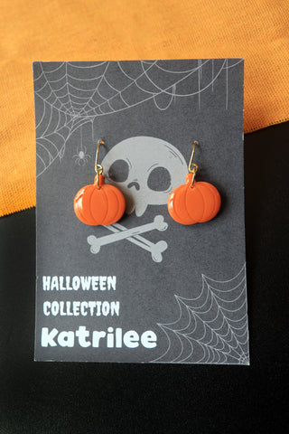Autumn Pumpkin Polymer Clay Hook Dangle Earrings