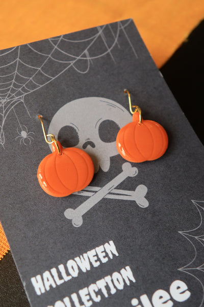 Autumn Pumpkin Polymer Clay Hook Dangle Earrings