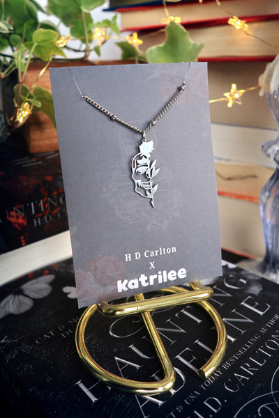 Haunting Adeline Stainless Steel Gold and Silver Skull Rose Necklace