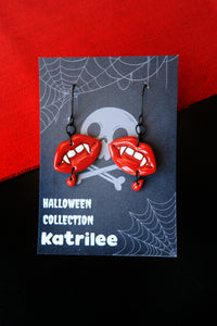 Red Gothic Vampire Lip Earrings