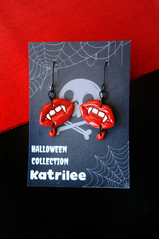 Red Gothic Vampire Lip Earrings