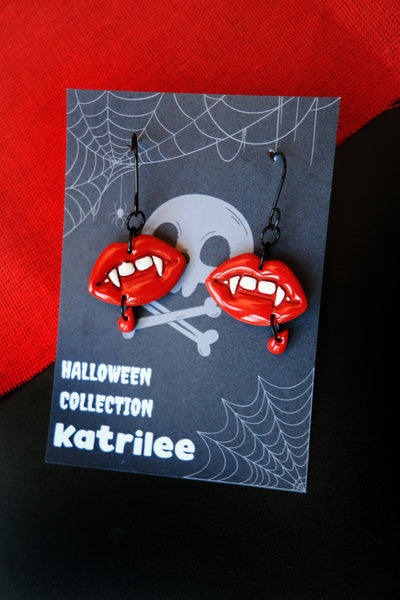 Red Gothic Vampire Lip Earrings
