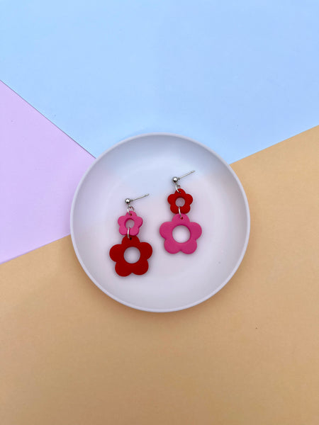 Mismatched Colourful Flower Polymer Clay Earrings