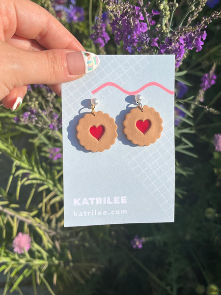 Jammy Dodger Biscuit Heart Earrings