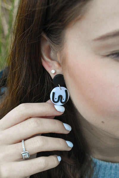 The Mammarlee Boob Dangle Earrings - Black and White - Katrilee