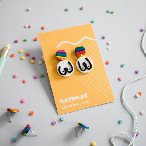 The Mammarlee Boob Dangle Earrings - Rainbow - Katrilee