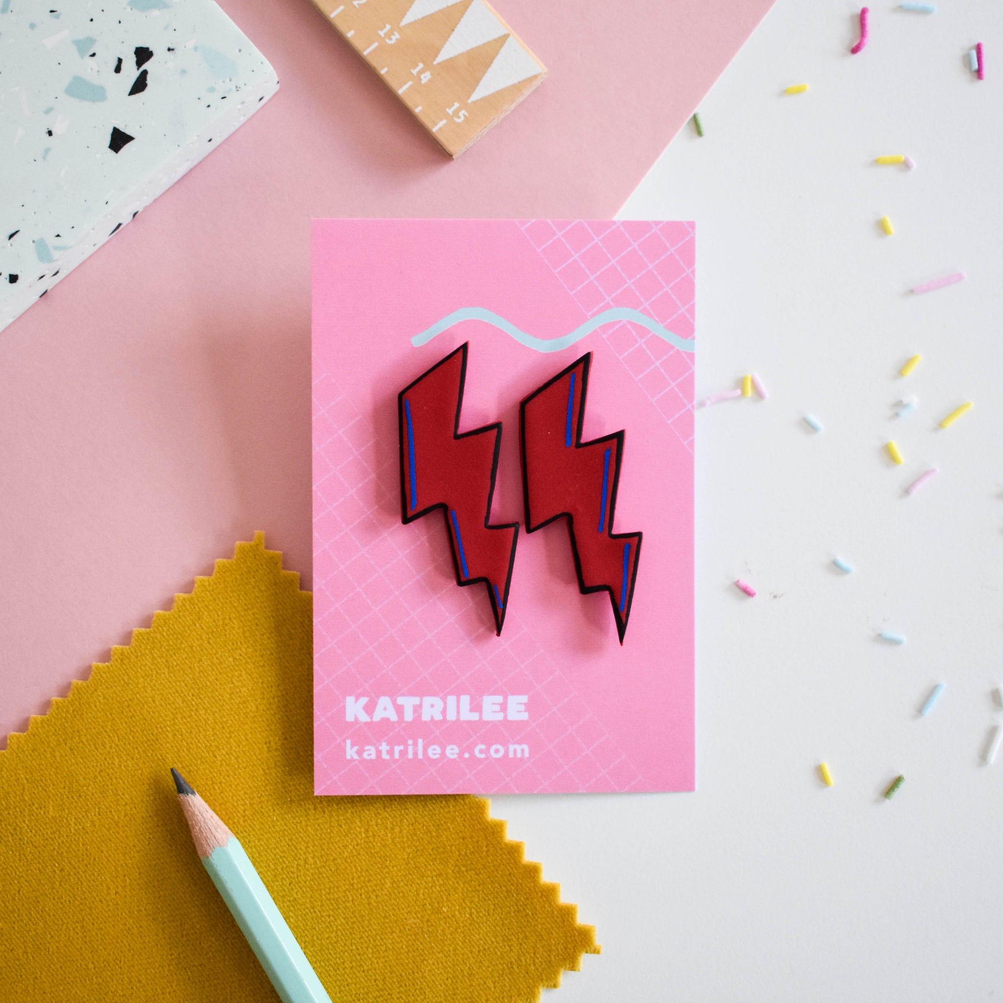 David Bowie Lightning Bolt Studs - Katrilee