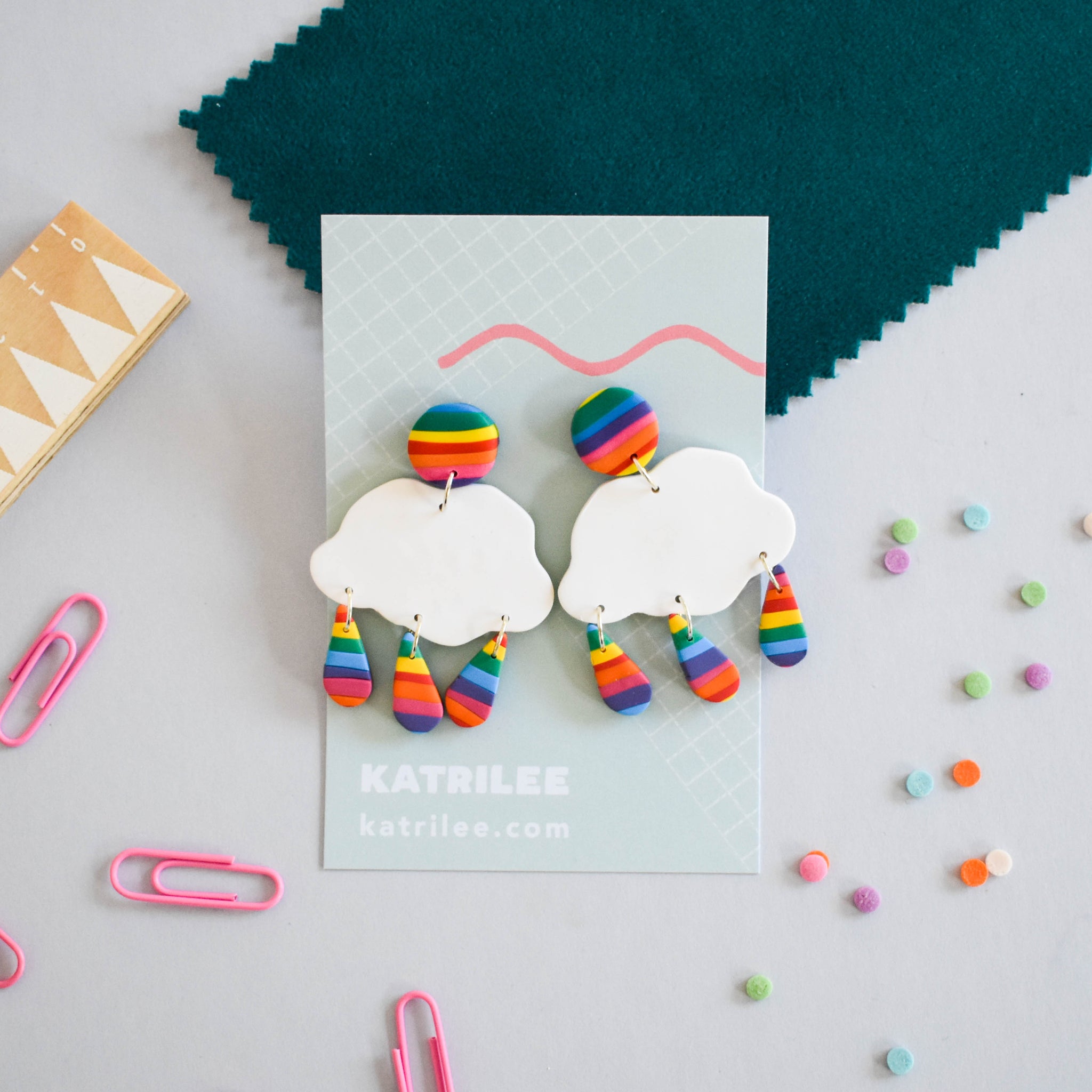 The Rainbowlee Rainbow Cloud Dangle Earrings - Katrilee