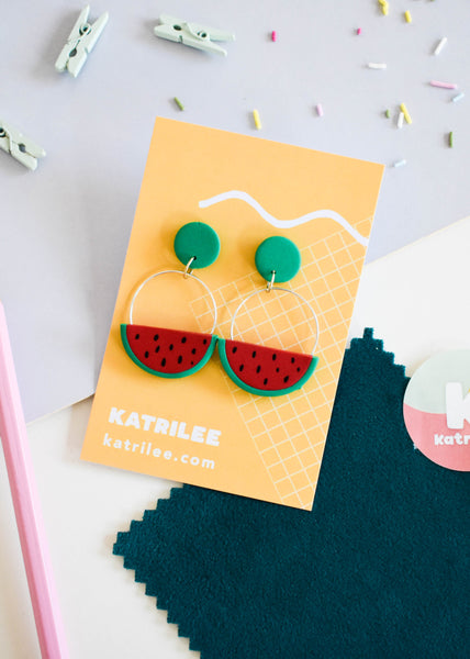 The Sweetlee Watermelon Hoop Dangle Earrings - Katrilee