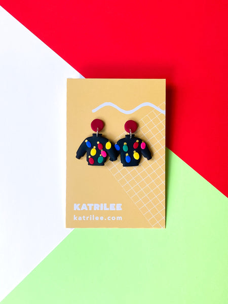 Ugly Jumper Polymer Clay Dangle Earrings - Katrilee