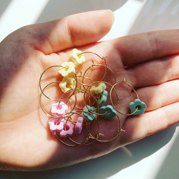 Pastel Flower Hoop Earrings - Katrilee