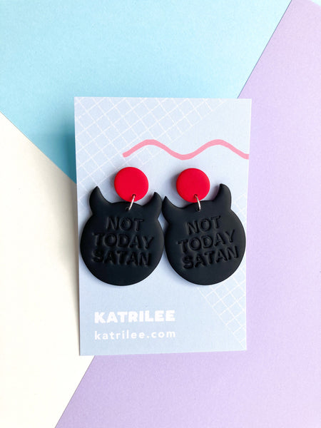 Polymer Clay ‘Not Today Satan’ Dangle Earring - Katrilee