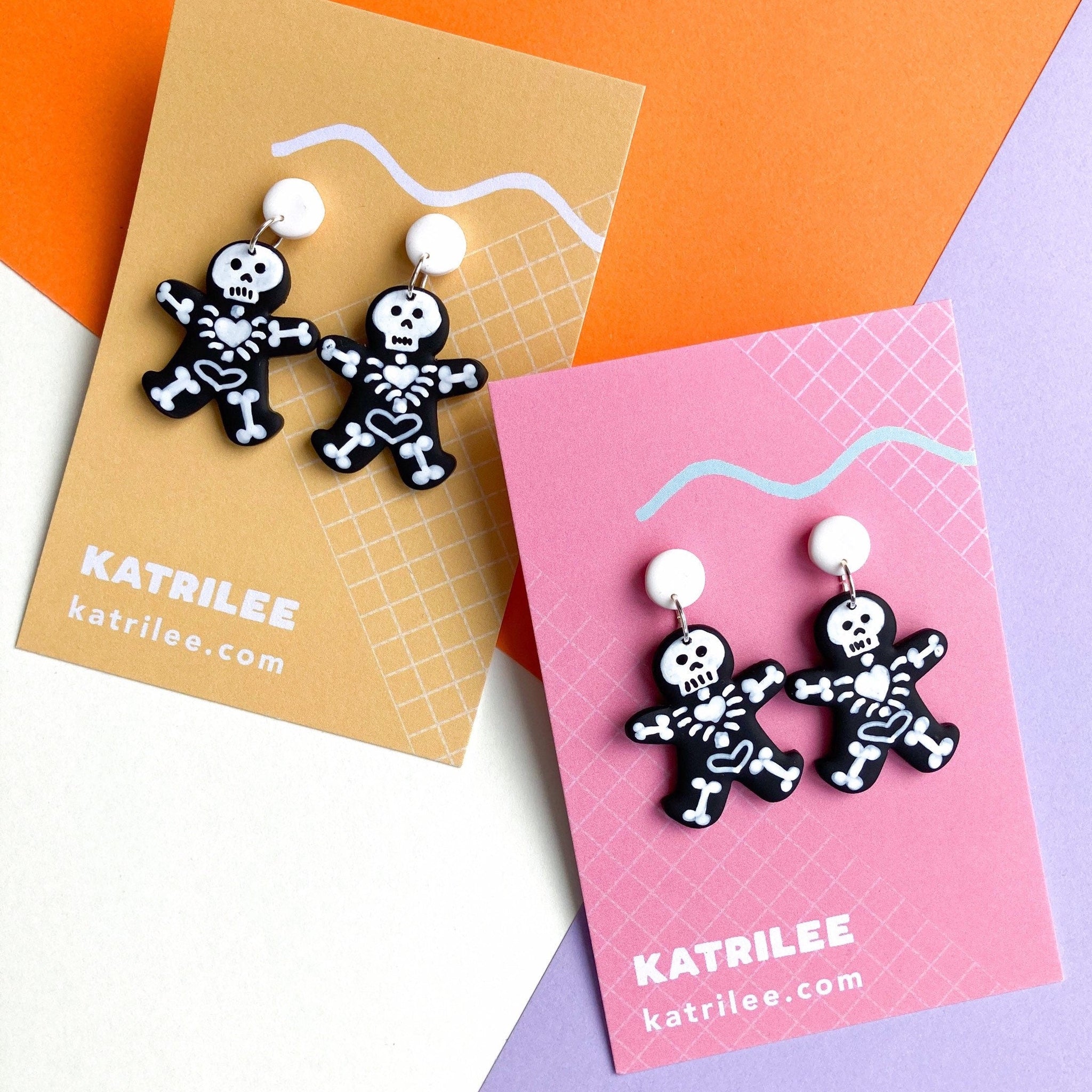 Skeleton Gingerbread Men Halloween Dangle Earrings