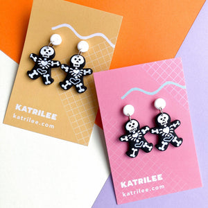 Skeleton Gingerbread Men Halloween Dangle Earrings