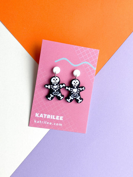 Skeleton Gingerbread Men Halloween Dangle Earrings