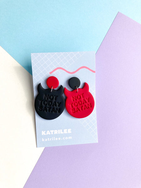 Polymer Clay ‘Not Today Satan’ Dangle Earring - Katrilee