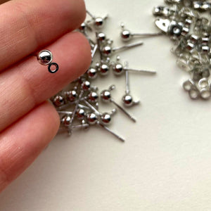 50 x Silver Plated ball and hoop stud Earring Findings - Katrilee