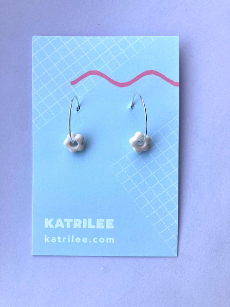 Small Flower Polymer Clay Hoop Earrings
