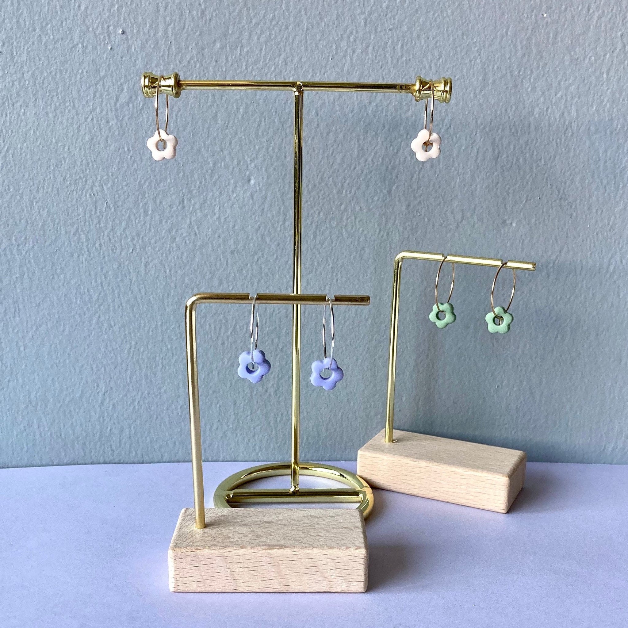 Small Flower Polymer Clay Hoop Earrings