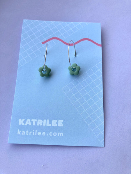 Small Flower Polymer Clay Hoop Earrings