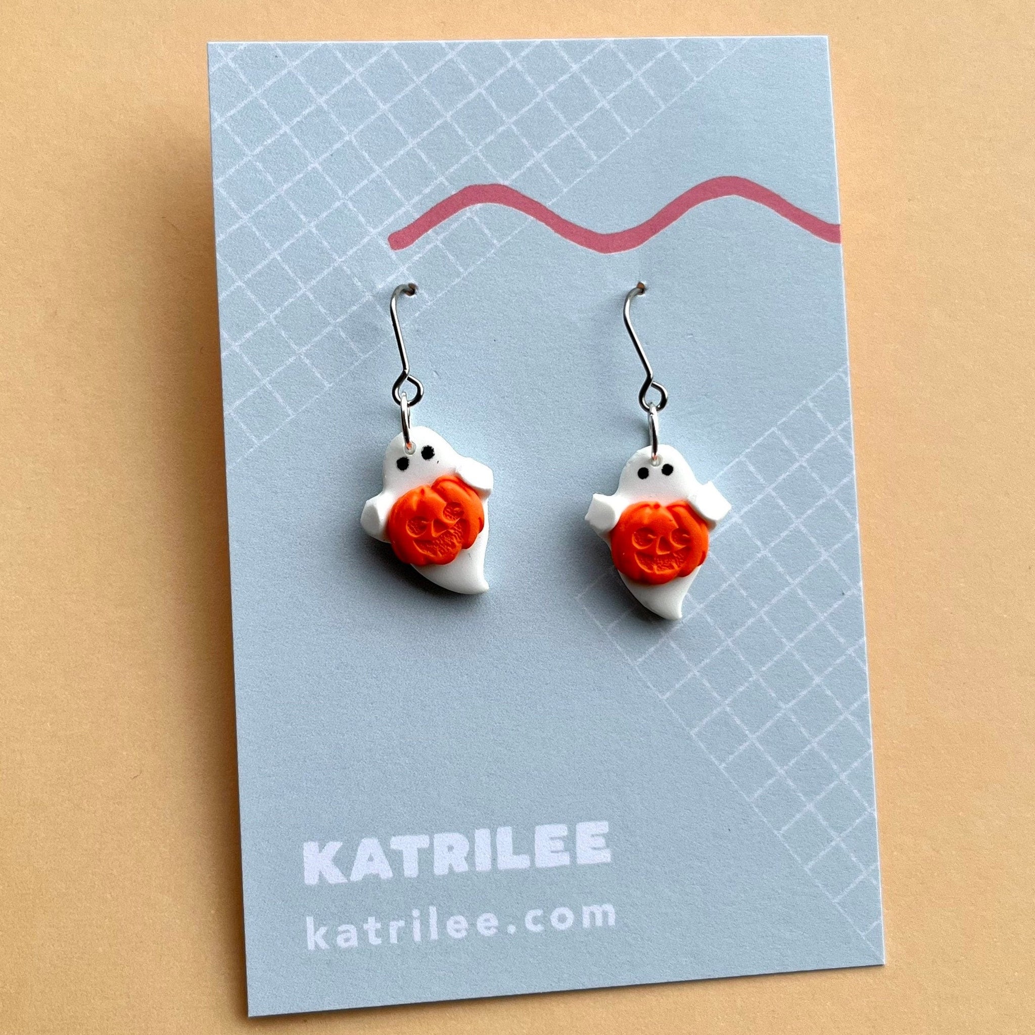 Halloween Ghost Pumpkin Dangle Earrings