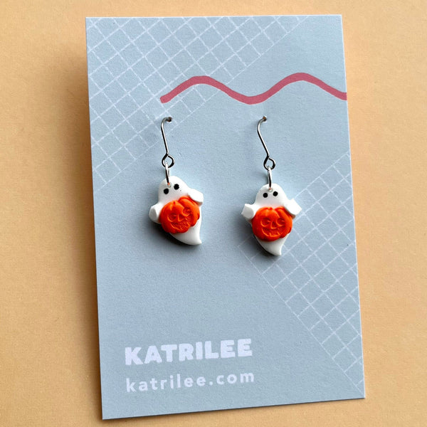 Halloween Ghost Pumpkin Dangle Earrings