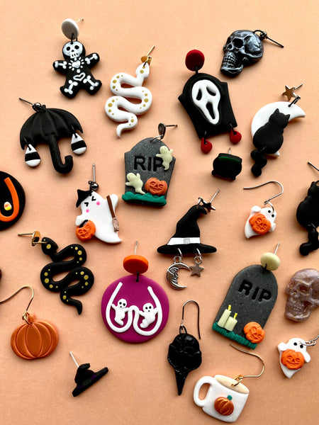 Black Cat Halloween Dangle Earrings