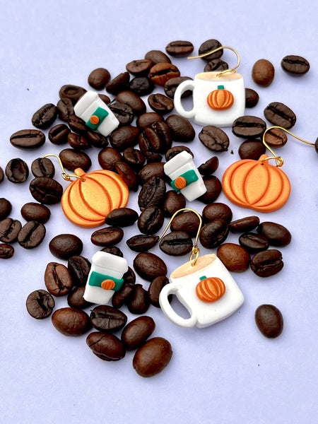 Pumpkin Spice Latte Autumn Cosy Coffee Cup Stud Earring
