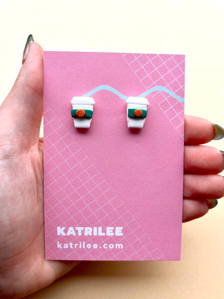 Pumpkin Spice Latte Autumn Cosy Coffee Cup Stud Earring