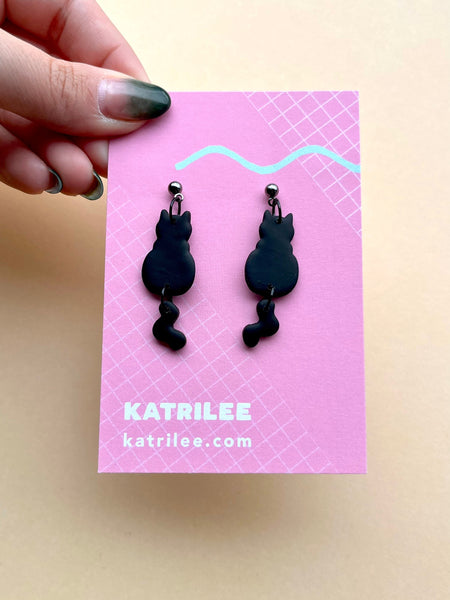 Black Cat Halloween Dangle Earrings