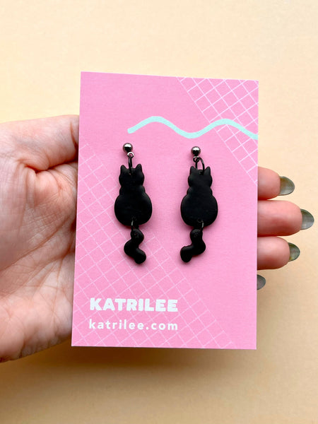 Black Cat Halloween Dangle Earrings