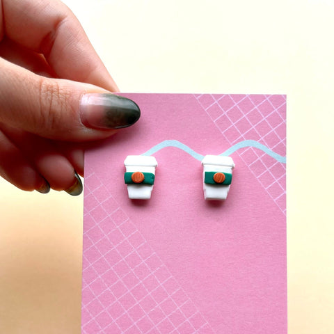 Pumpkin Spice Latte Autumn Cosy Coffee Cup Stud Earring