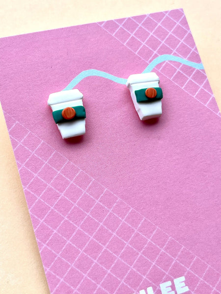 Pumpkin Spice Latte Autumn Cosy Coffee Cup Stud Earring