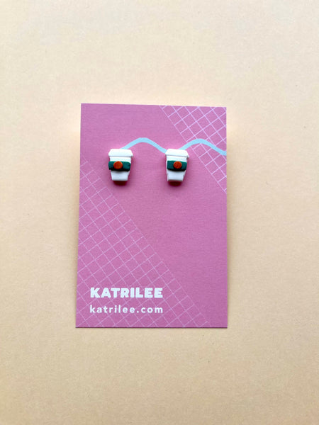 Pumpkin Spice Latte Autumn Cosy Coffee Cup Stud Earring